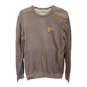 Brown Crewneck Sweater with Shoulder Detail